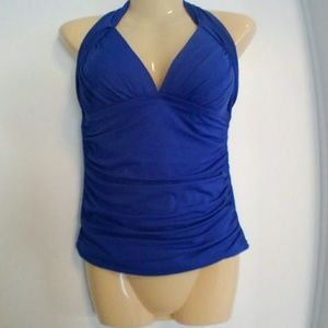 New La Blanca Tankini Navy Blue Rauched Swim Top Size 4